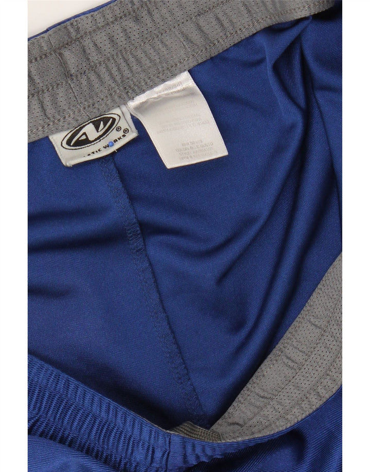 Pantaloni scurți sport vintage pentru bărbați, poliester albastru mediu
