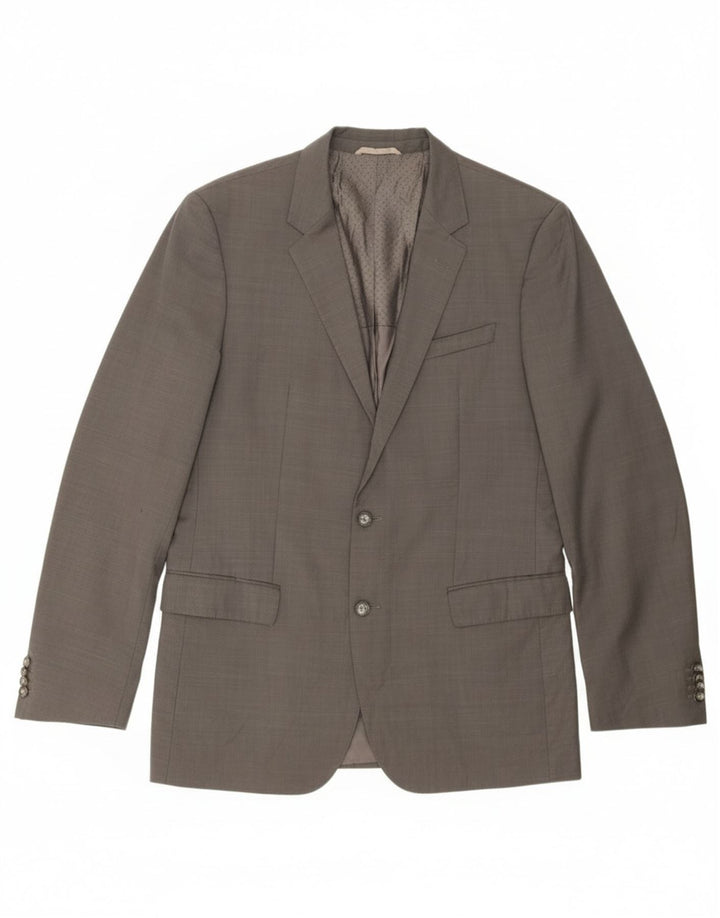 Jachetă pentru bărbați Hugo Boss pentru bărbați, cu 2 nasturi, lână gri UK 42 XL