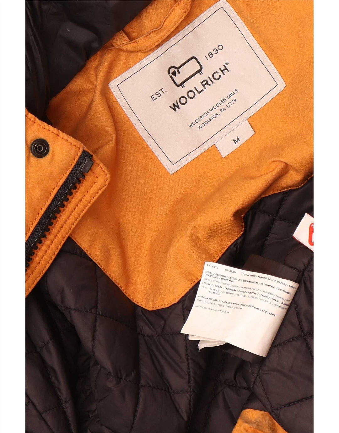 Jachetă pentru bărbați Woolrich cu glugă, UK 38, bumbac portocaliu mediu