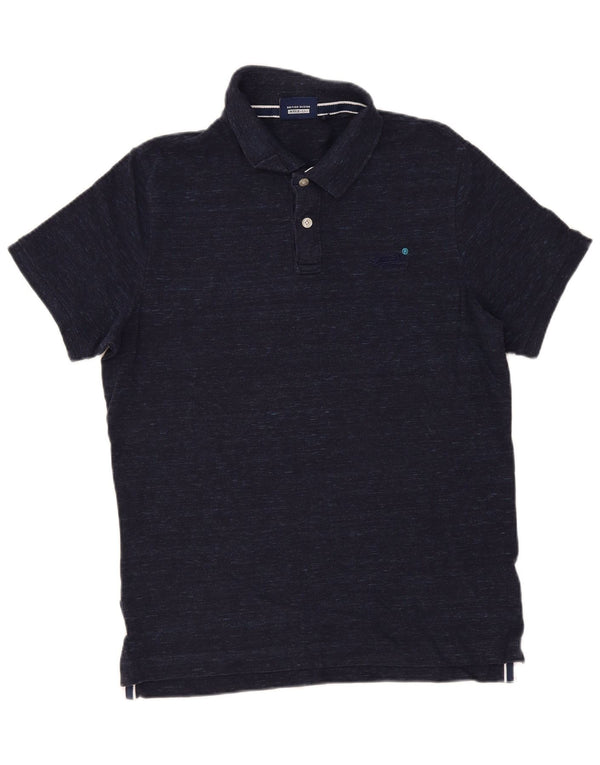 Cămașă polo Superdry pentru bărbați, cu fiti regulate, 2XL, bumbac cu pete albastru bleumarin