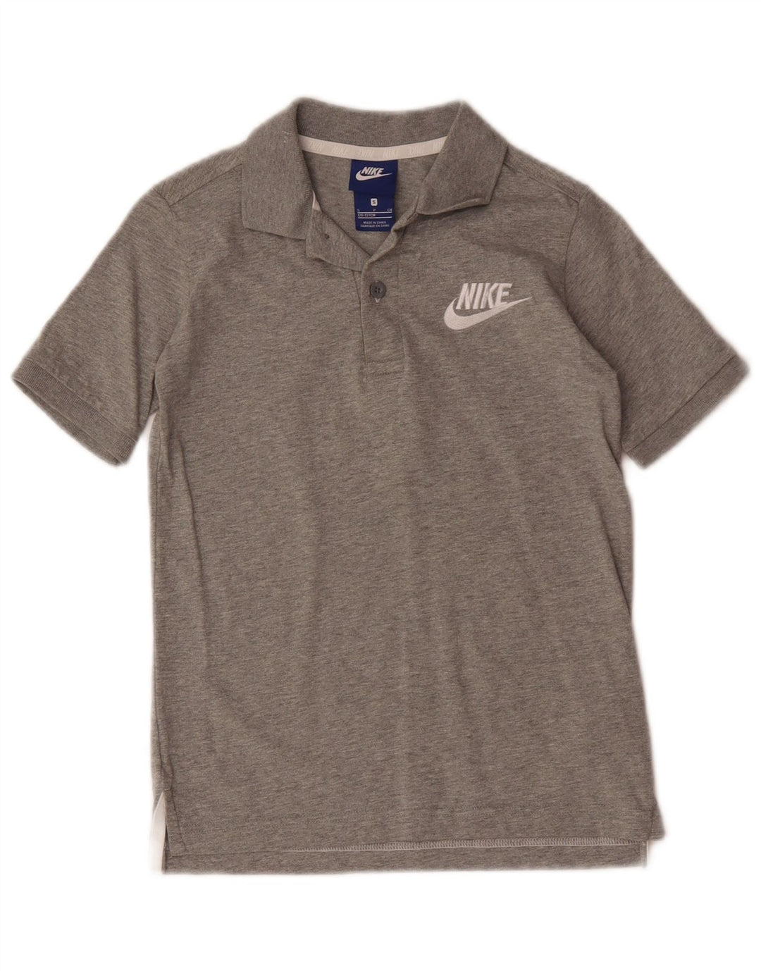 Tricou polo Nike pentru băieți 8-9 ani mic, gri bumbac cu pete