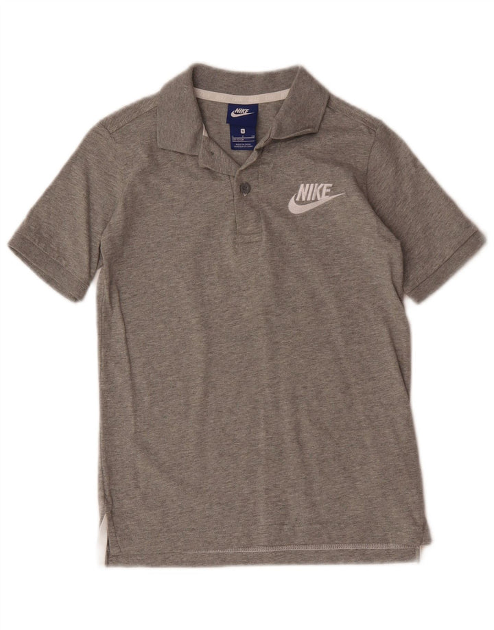 Tricou polo Nike pentru băieți 8-9 ani mic, gri bumbac cu pete