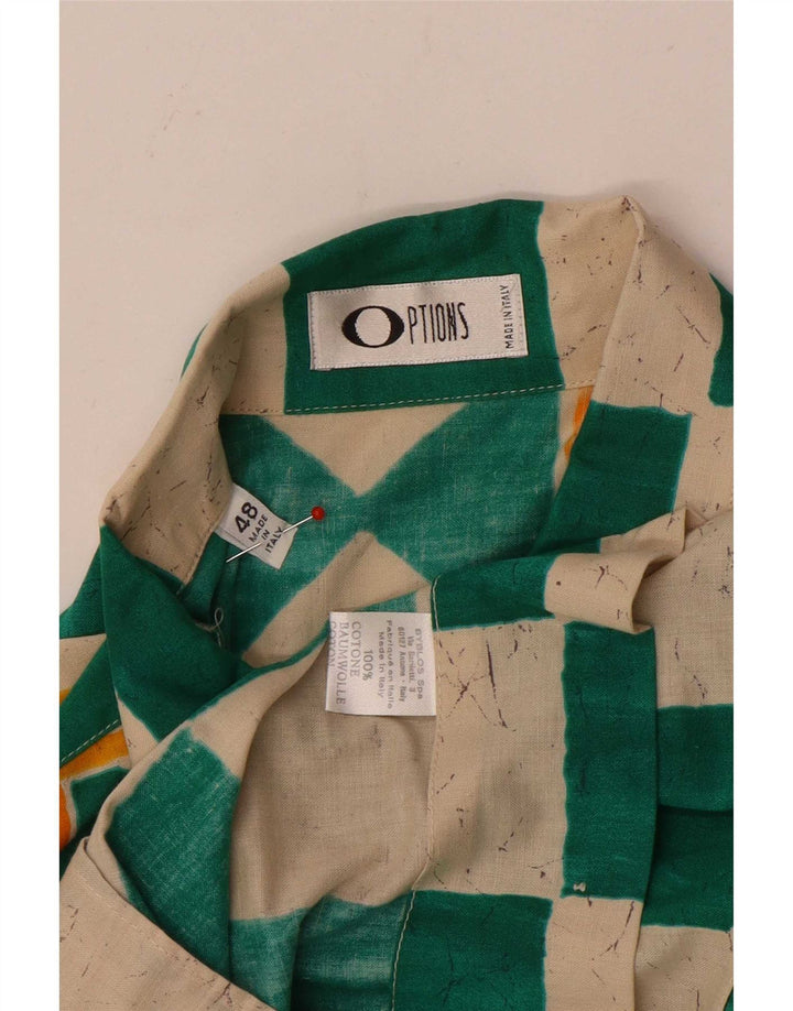 Cămașă cu mânecă scurtă pentru bărbați Options IT 48 Medium Green Geometric Bumbac