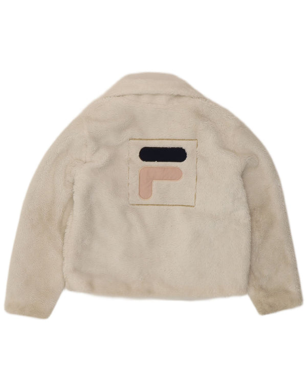 Jachetă Fila pentru fete Crop Graphic Fleece 11-12 ani, alb
