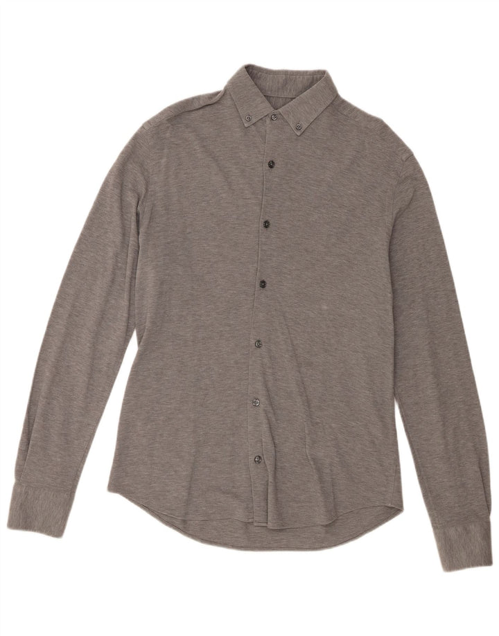Cămașă Massimo Dutti pentru bărbați, gri mediu cu pete