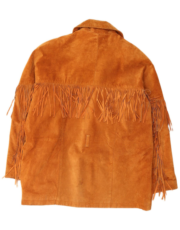 VINTAGE Jachetă de piele intoarsa pentru barbati EU 54 2XL din piele maro