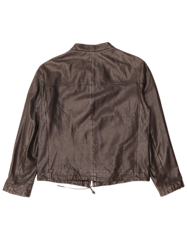 Jachetă de piele pentru femei Rene Lezard UK 10 Mic din piele neagră