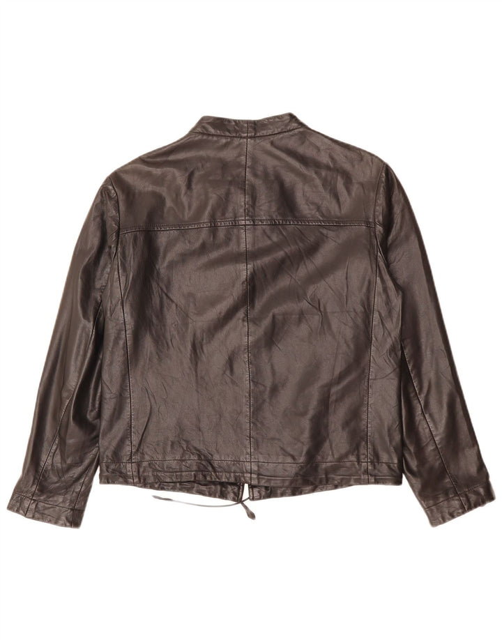 Jachetă de piele pentru femei Rene Lezard UK 10 Mic din piele neagră