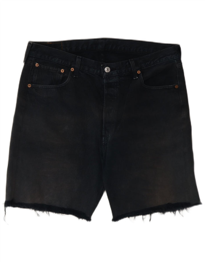 Pantaloni scurți din blugi pentru bărbați LEVI'S 501 W34 mari, bumbac bleumarin