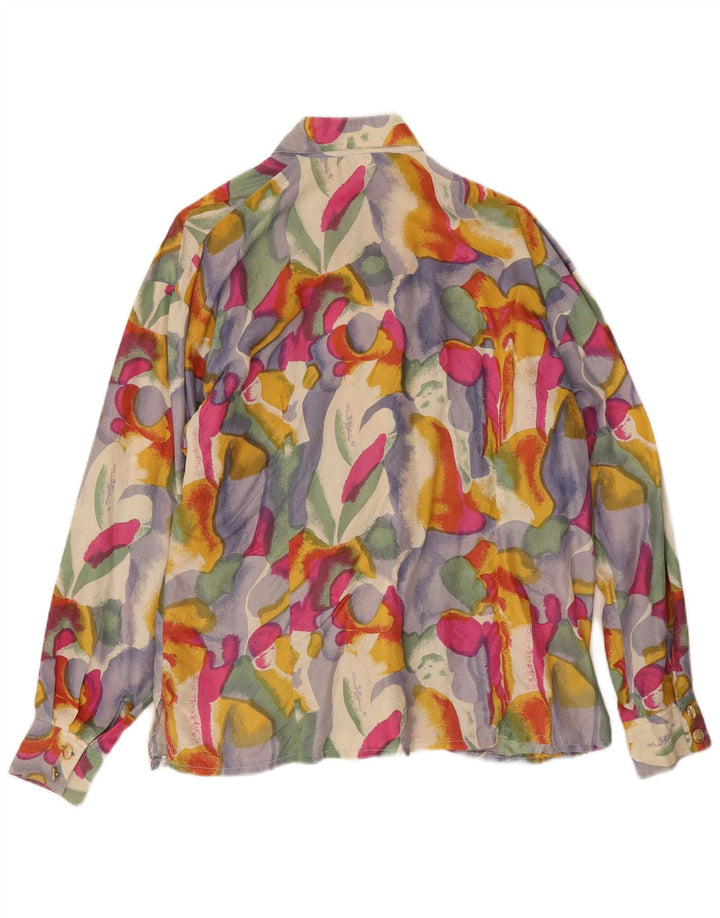 Bluză cămașă cu model abstract pentru femei Egoiste UK 14, mătase mare, multicoloră