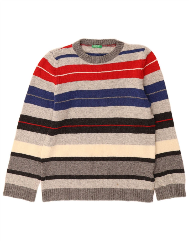 Pulover Benetton pentru băieți cu decolteu rotund 11-12 ani, cu dungi multicolore