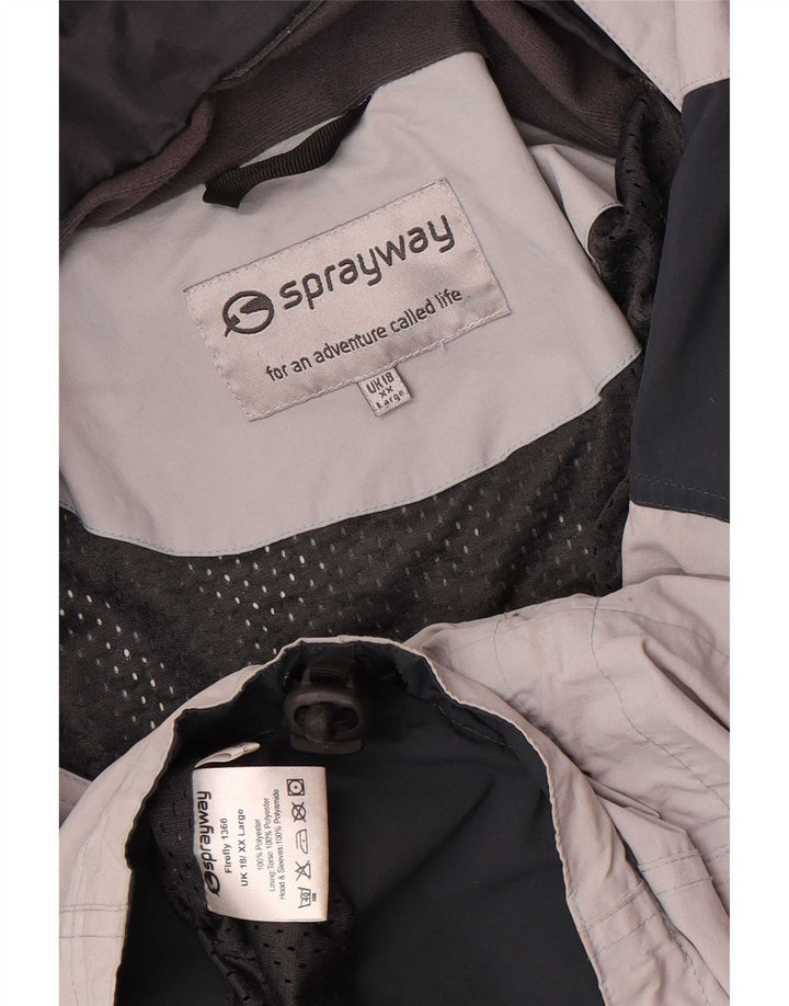 Sprayway Jachetă de ploaie supradimensionată pentru femei cu glugă, UK 18 XL, gri Colorblock