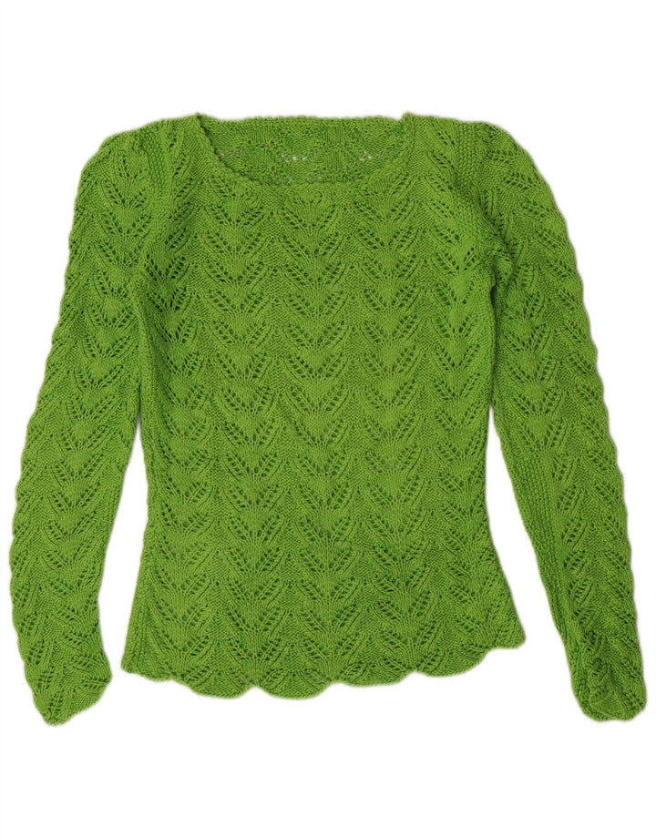 Pulover pentru femei VINTAGE cu gâtul cu barca UK 8 Small Green