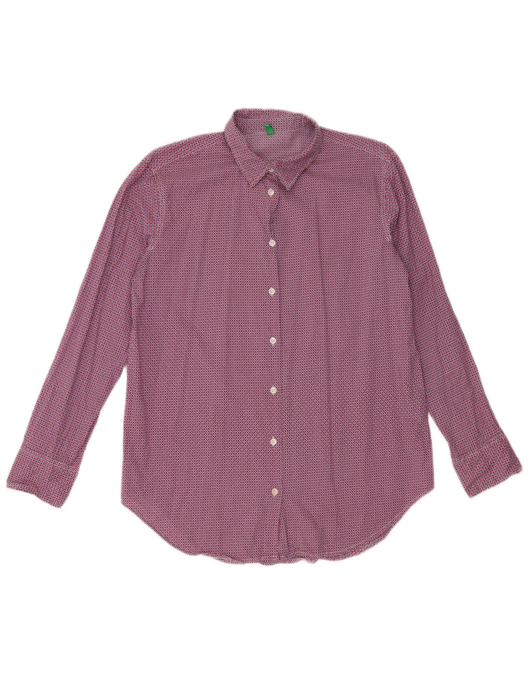 Cămașă supradimensionată pentru femei BENETTON UK 6 XS Bumbac geometric roșu