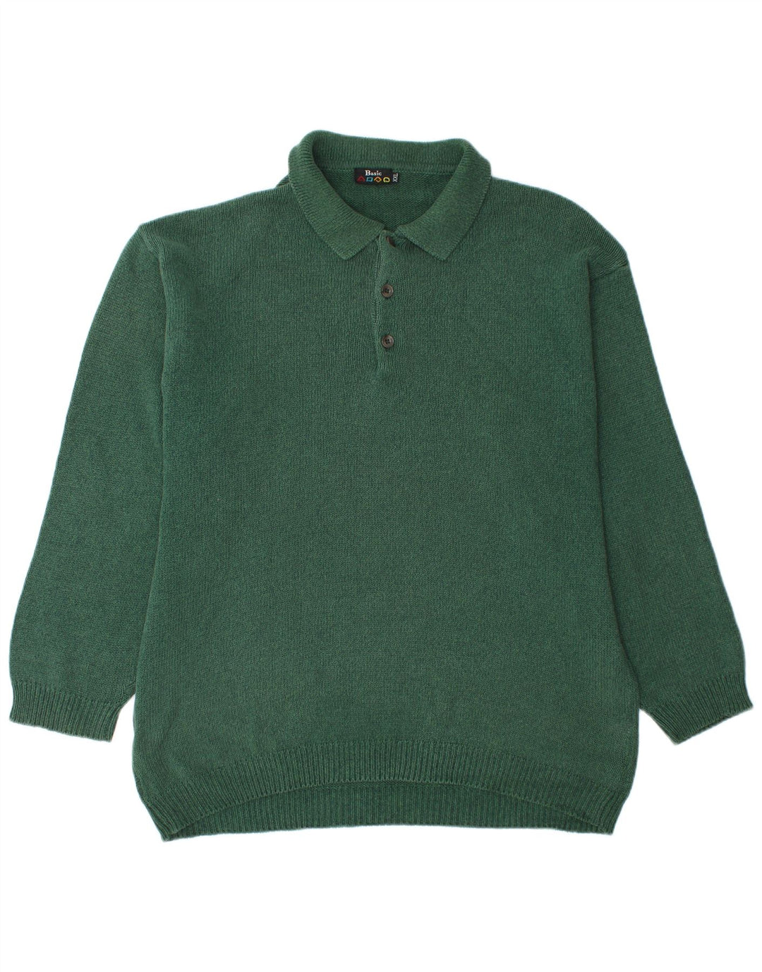 BASIC Pulover cu gât polo pentru bărbați, bumbac verde 2XL