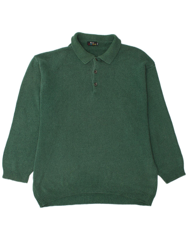 BASIC Pulover cu gât polo pentru bărbați, bumbac verde 2XL