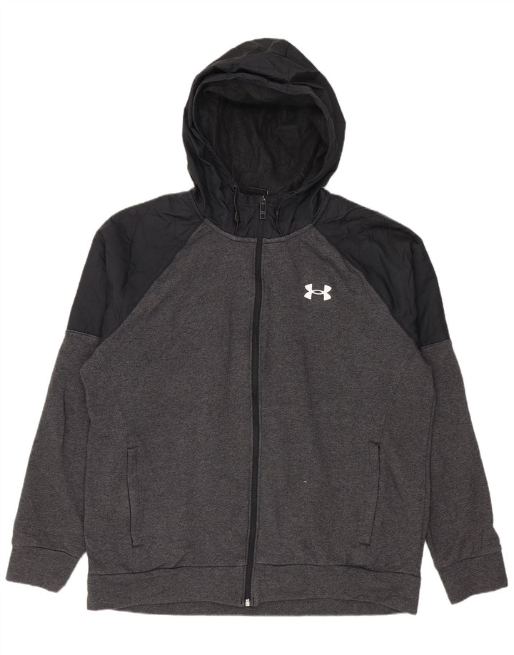 Pulover Under Armour pentru bărbați, cu fermoar, bumbac, gri mare