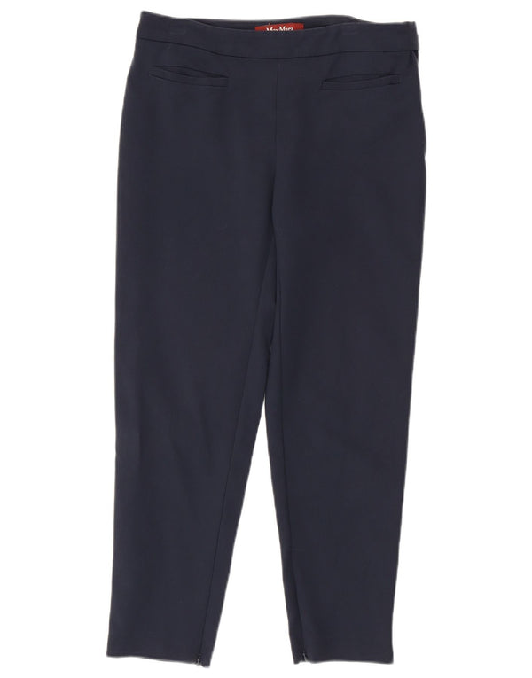 Max Mara Pantaloni slim pentru femei UK 10 Mici W28 L25 Bumbac bleumarin