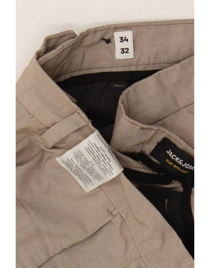 Pantaloni chino conici pentru bărbați Jack & Jones L34 L32 poliester bej