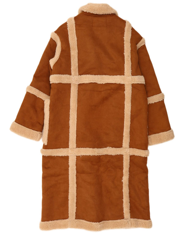 K. ZELL Pardesiu Sherpa pentru damă, cu ajustare largi, UK 14, maro mediu, geometric