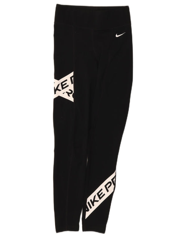 Leggings Nike Dri Fit Graphic pentru femei UK 4 XS, negru, bloc de culoare