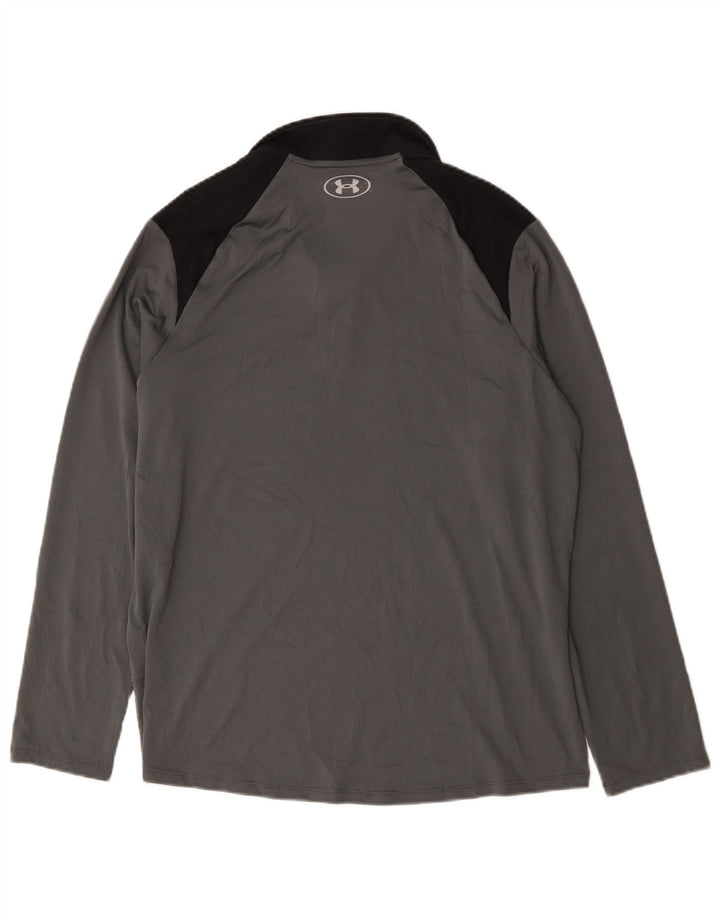 Top de trening Under Armour pentru bărbați, cu fermoar și gât, colorat mare, gri