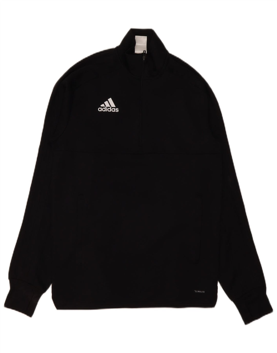 ADIDAS Mens Climalite Zip Neck Pullover Trening Top XS Poliester negru