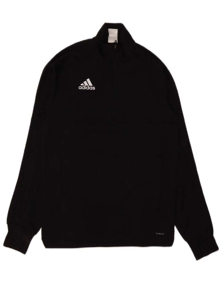 ADIDAS Mens Climalite Zip Neck Pullover Trening Top XS Poliester negru