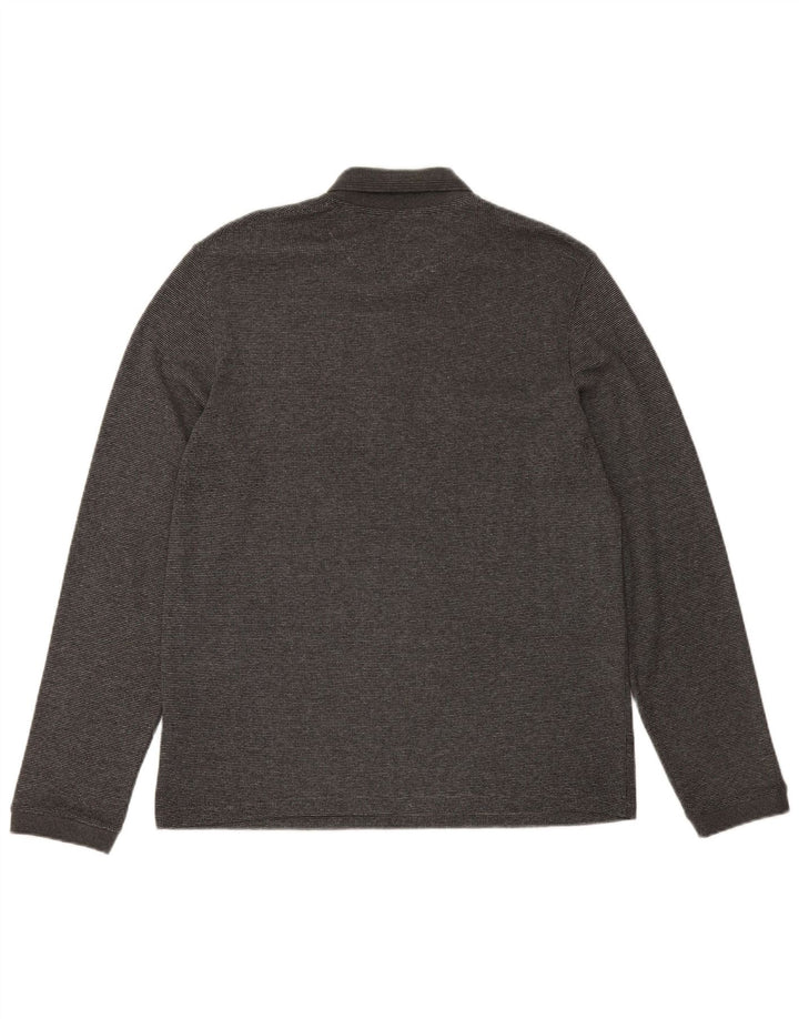 TED BAKER Tricou polo London cu mânecă lungă pentru bărbați, mărimea 5 XL, bumbac gri