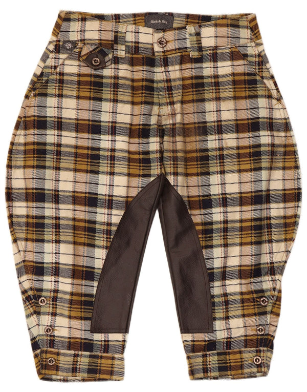 Pantaloni de călărie Capri Vintage pentru femei IT 42 Medium W32 L19 Bej carouri