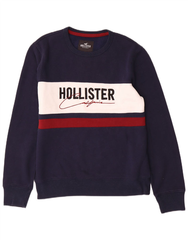 Pulover cu grafică Hollister pentru bărbați, mijlociu, bleumarin, color block