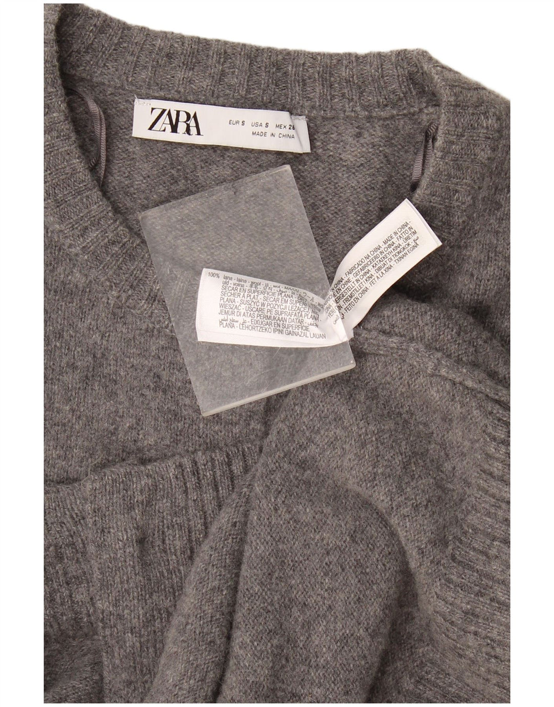 Pulover cardigan pentru femei Zara UK 10 Lână mică, gri cu pete
