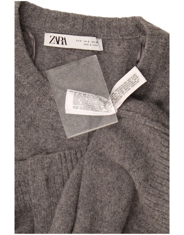 Pulover cardigan pentru femei Zara UK 10 Lână mică, gri cu pete