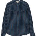 Cămașă subțire de flanel WRANGLER pentru bărbați, bumbac vichy albastru mediu