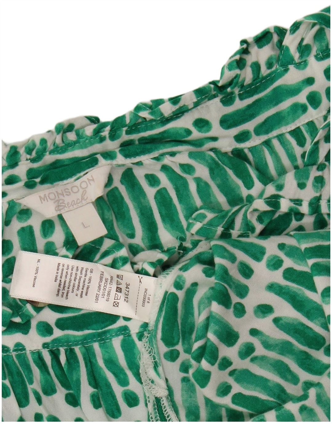 MONSOON Bluză cu cămașă crop supradimensionată pentru femei UK 16, cu dungi verzi mari