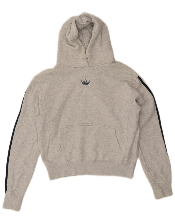 Jumper Adidas Crop Hoodie pentru femei UK 14 Medium Gri Bumbac