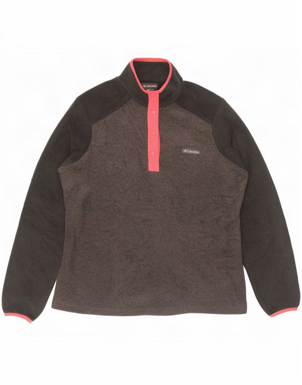 Pulover Columbia pentru femei, cu gât cu nasturi, fleece UK 16, mare, gri Colorblock