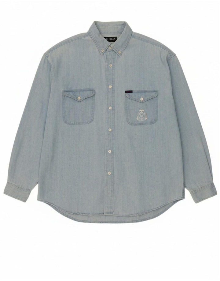 VINTAGE Mens Denim Shirt XL Blue