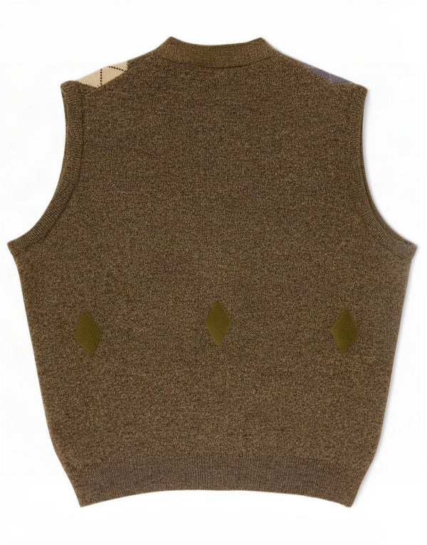 Cardigan fără mâneci Kerry Classics pentru bărbați XL Kaki Argyle/Diamond