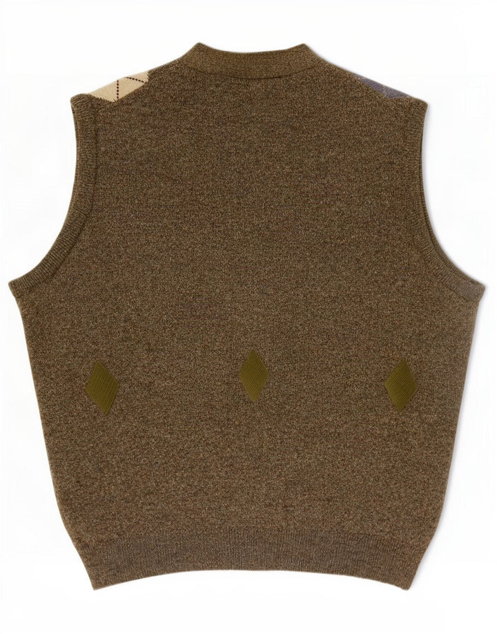 Cardigan fără mâneci Kerry Classics pentru bărbați XL Kaki Argyle/Diamond