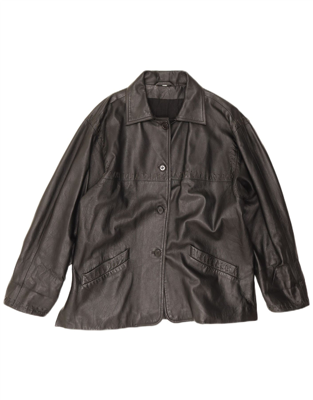 Jachetă de piele supradimensionată pentru femei Conbipel IT 44 Medium Black Leather