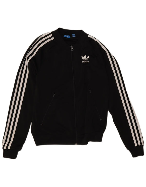 Jachetă de top pentru trening grafic Adidas pentru femei UK 6 XS poliester negru