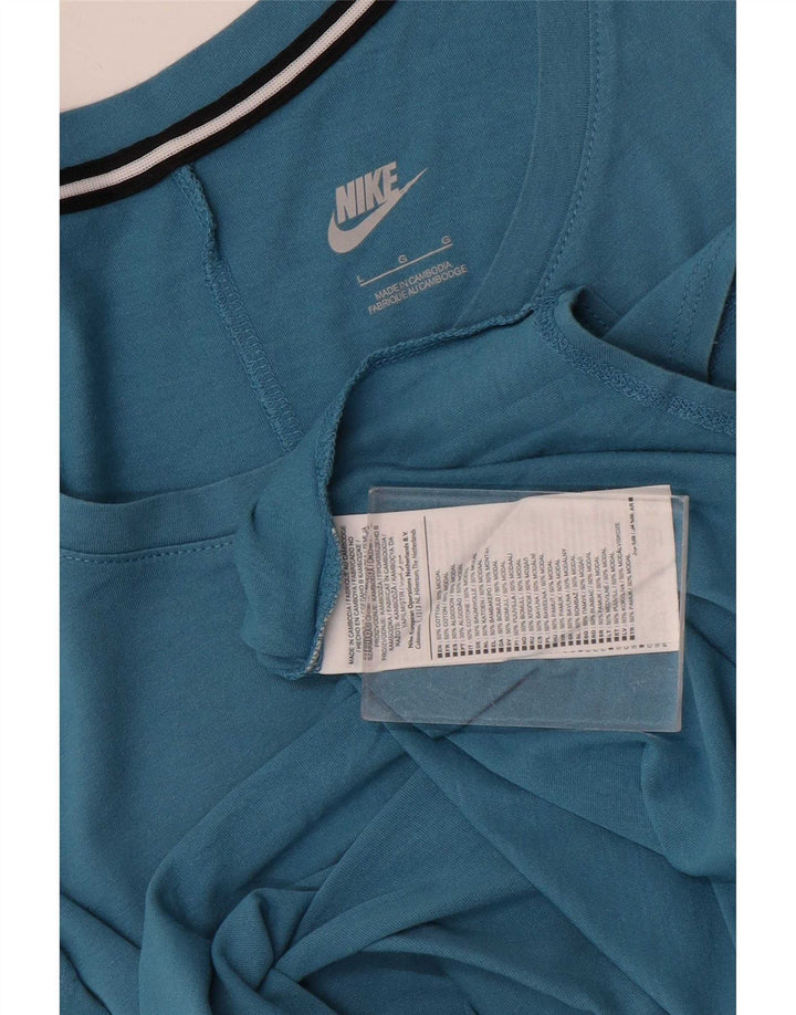 Top cu vestă grafică supradimensionată pentru femei Nike UK 14, mare, albastru, bumbac