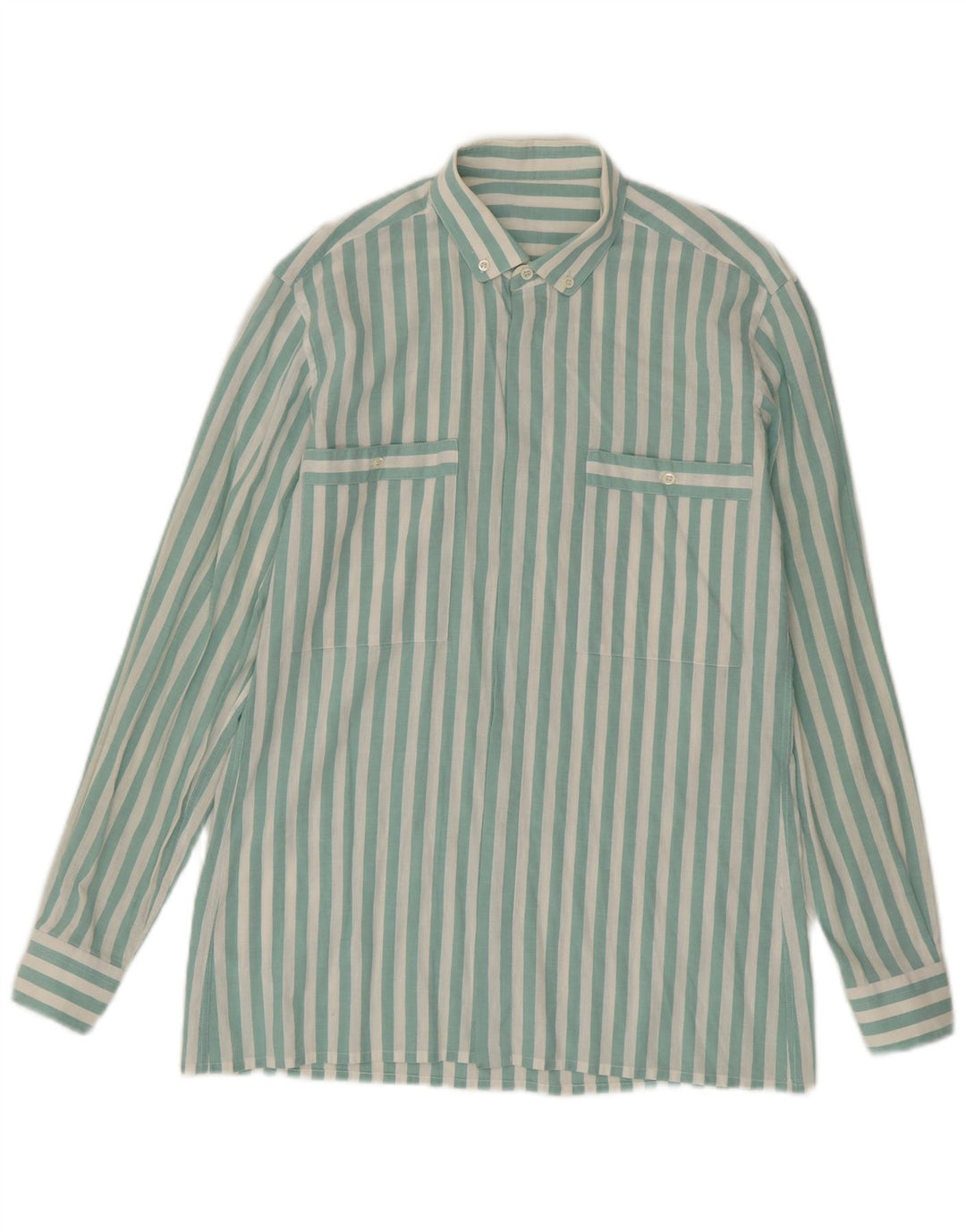 Cămașă Vintage pentru bărbați, verde mediu cu dungi