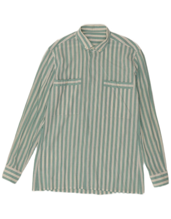 Cămașă Vintage pentru bărbați, verde mediu cu dungi