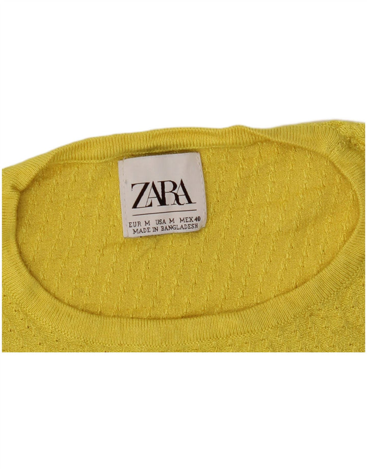Pulover pentru damă Zara, cu decolteu triplu, UK 12, galben mediu