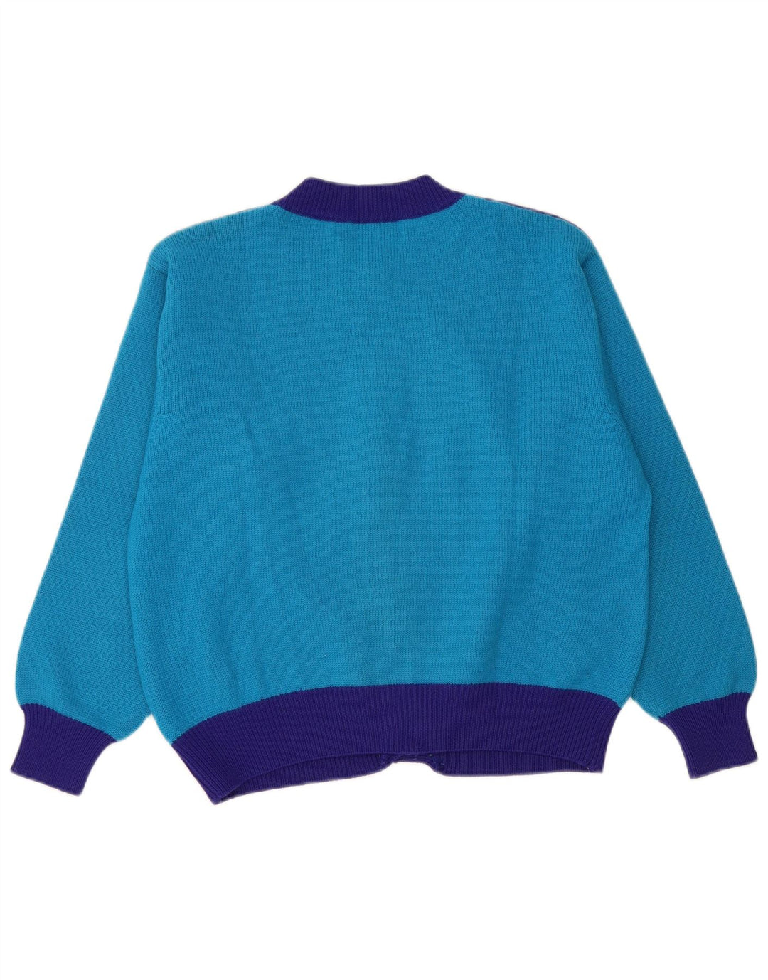 Pulover cardigan de iarnă pentru femei Benetton IT 48 XL Albastru Lână color bloc