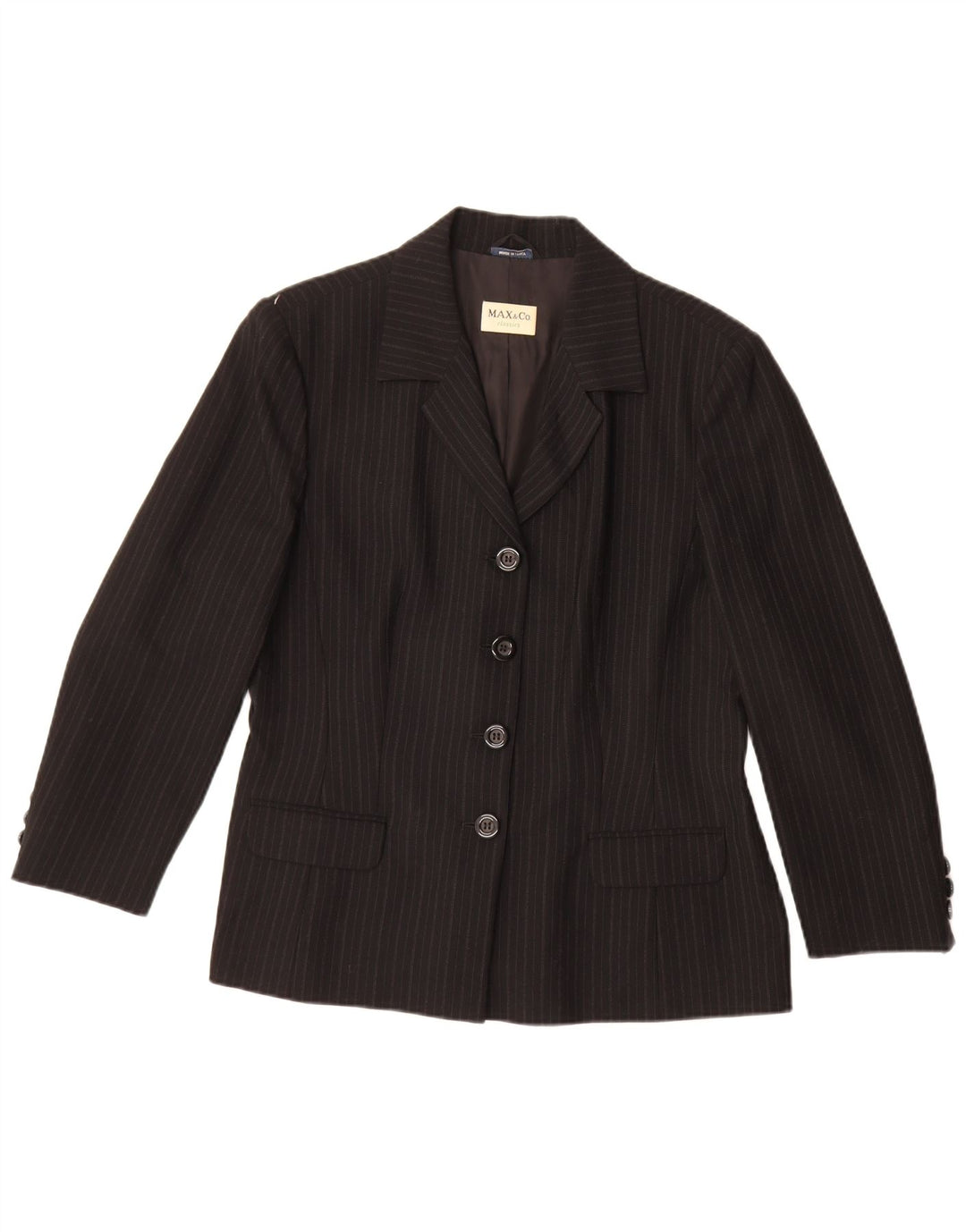 Blazer pentru femei Max & Co. Jachetă cu 4 nasturi UK 16 Lână mare cu dungi negre