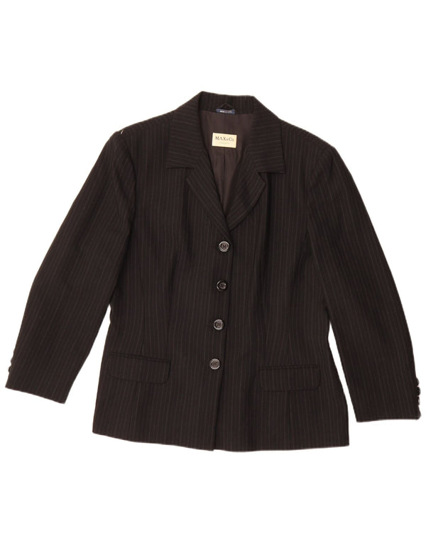 Blazer pentru femei Max & Co. Jachetă cu 4 nasturi UK 16 Lână mare cu dungi negre