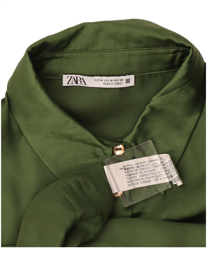 Rochie cămașă pentru femei Zara UK 14 Poliester verde mediu